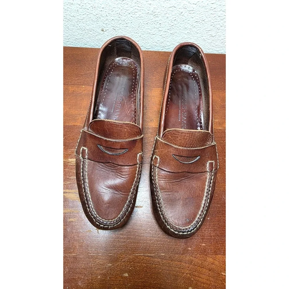 Cole Haan‎ Men Brown Leather Loafers Penny Strap Old Money Grand Core Size 10M